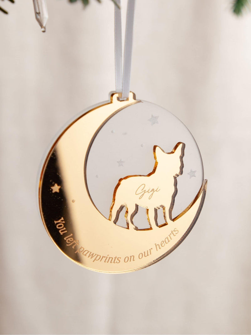 No Ordinary Gift personalised dog moon decoration 8cm - British product