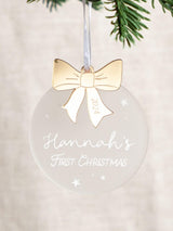 Next No Ordinary Gift Personalised First Christmas Hanging Decoration with Metallic Bow Charm 8 x 8.5 cm- Buy online at McGrocer