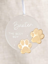 Next No Ordinary Gift Personalised Hanging Christmas Decoration with Metallic Paw Prints 8.5 x 8.5 cm- Buy online at McGrocer