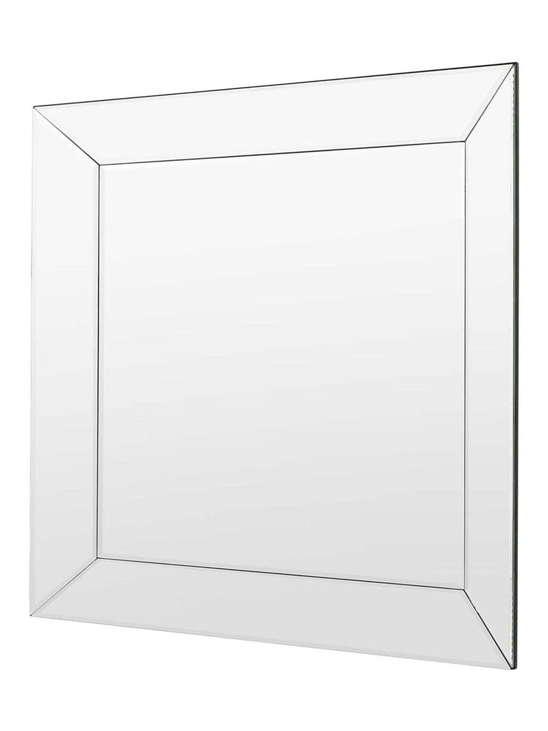 Gallery Home Silver Clear Bevelled Glass Risca Square Wall Mirror 90cm x 90cm, UK version
