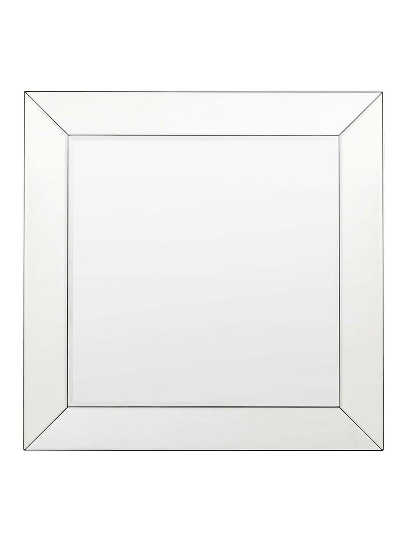 Gallery Home Silver Clear Bevelled Glass Risca Square Wall Mirror 90cm x 90cm, UK version