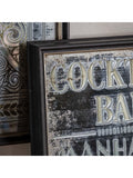 Gallery Home Brown Retro Cocktail List Mirrored Sign 40cm, UK version