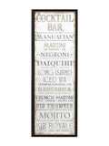 Gallery Home Brown Retro Cocktail List Mirrored Sign 40cm, UK version