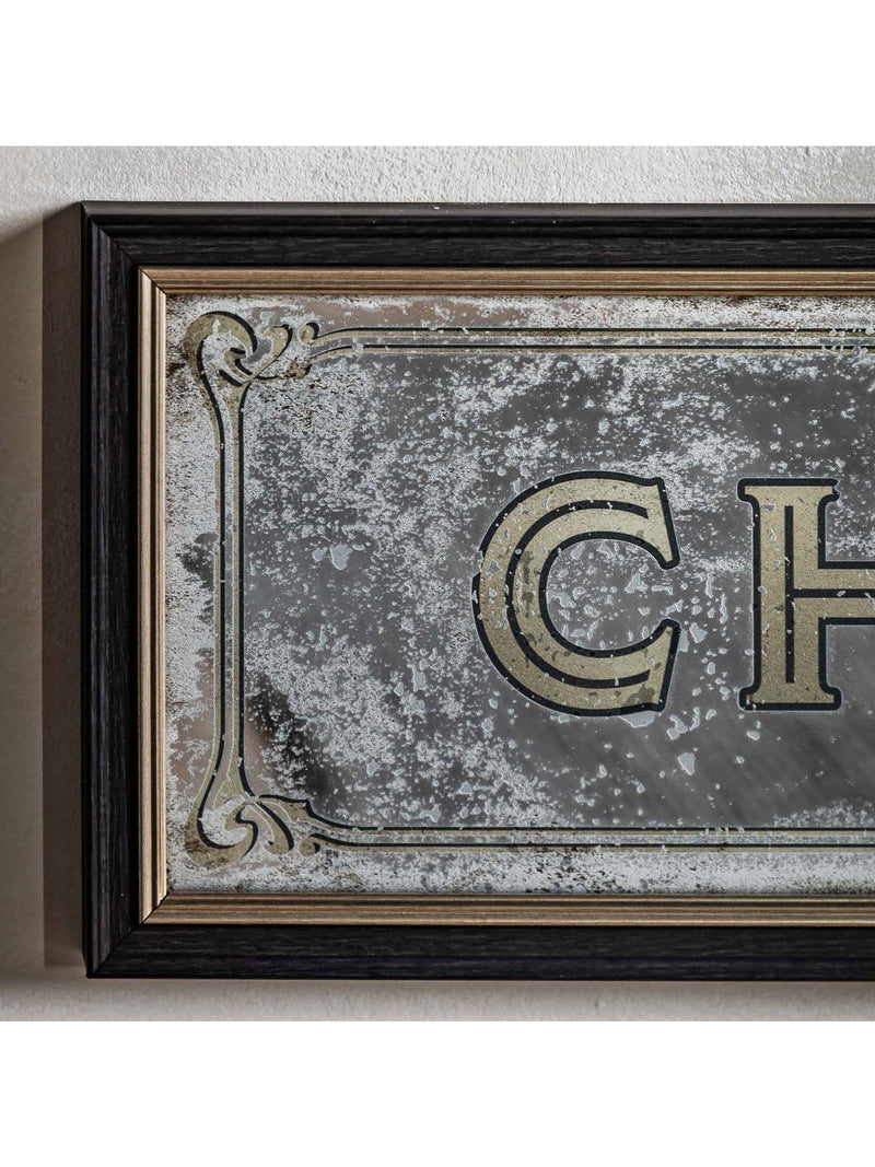 Gallery Home brown retro champagne mirrored sign 97cm height, UK version