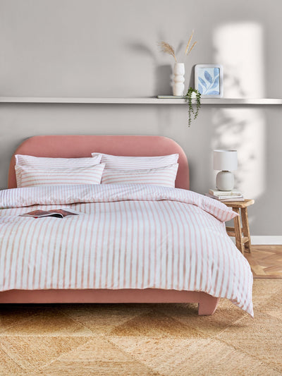 Next Pink/White Slim Stripe Reversible Duvet Cover and Pillowcase Set- Buy online at McGrocer