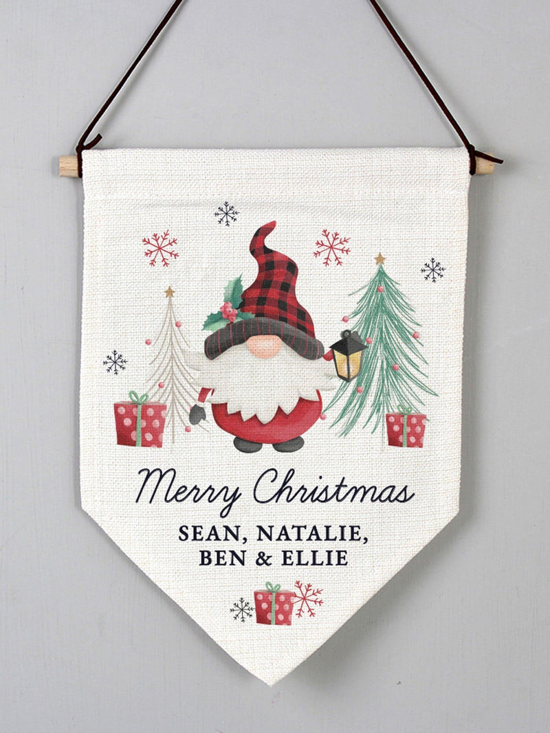 Personalised Christmas Gonk 100% Linen Hanging Pendant by PMC