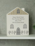 PMC personalised grey wooden house ornament 17.5cm tall, imported from the UK