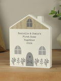 PMC personalised grey wooden house ornament 17.5cm tall, imported from the UK