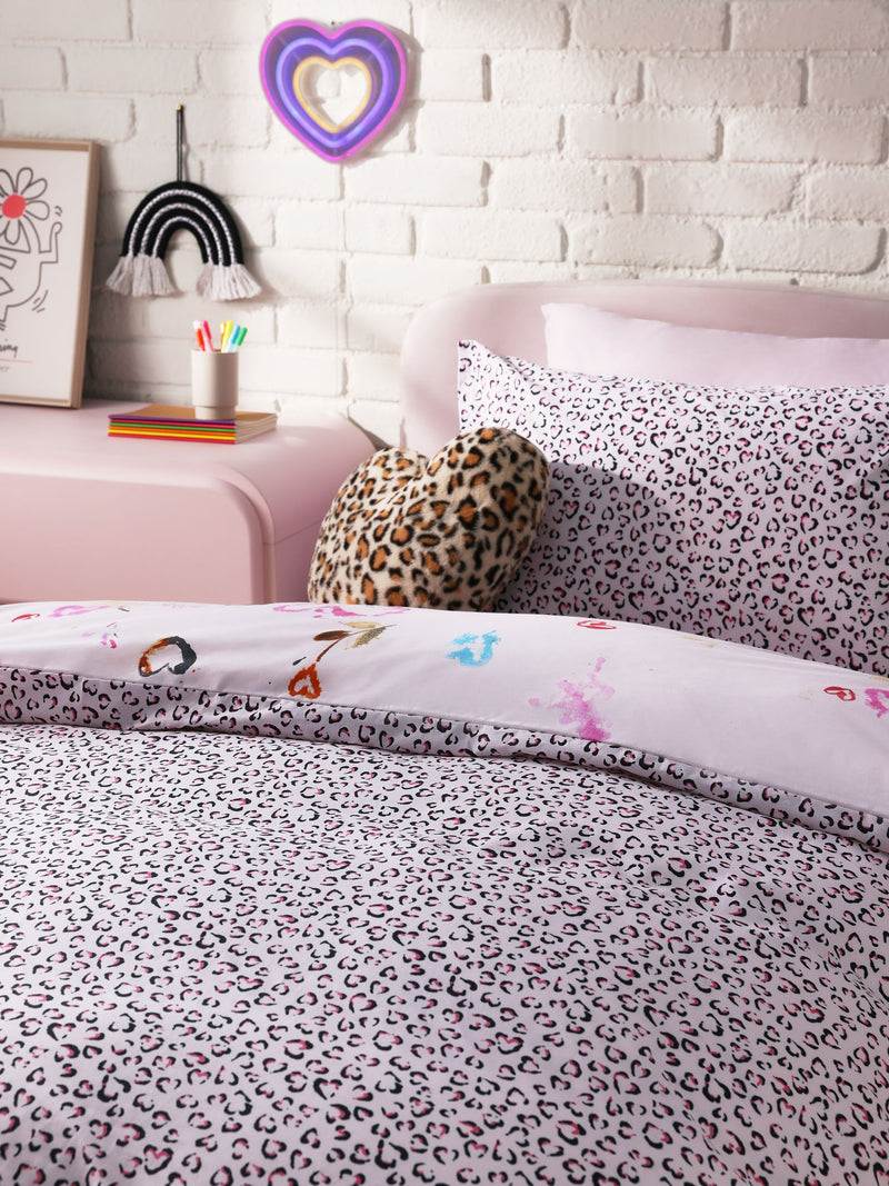 Animal print duvet cover and pillowcase set double - British product