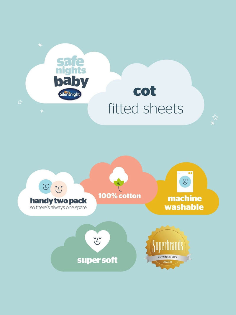 Silentnight White 100% Cotton Safe Nights fitted sheet (British brand)