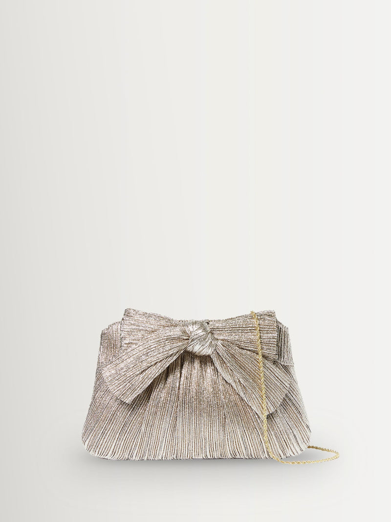 Loeffler Randall silver plated Rayne frame clutch with bow - British product