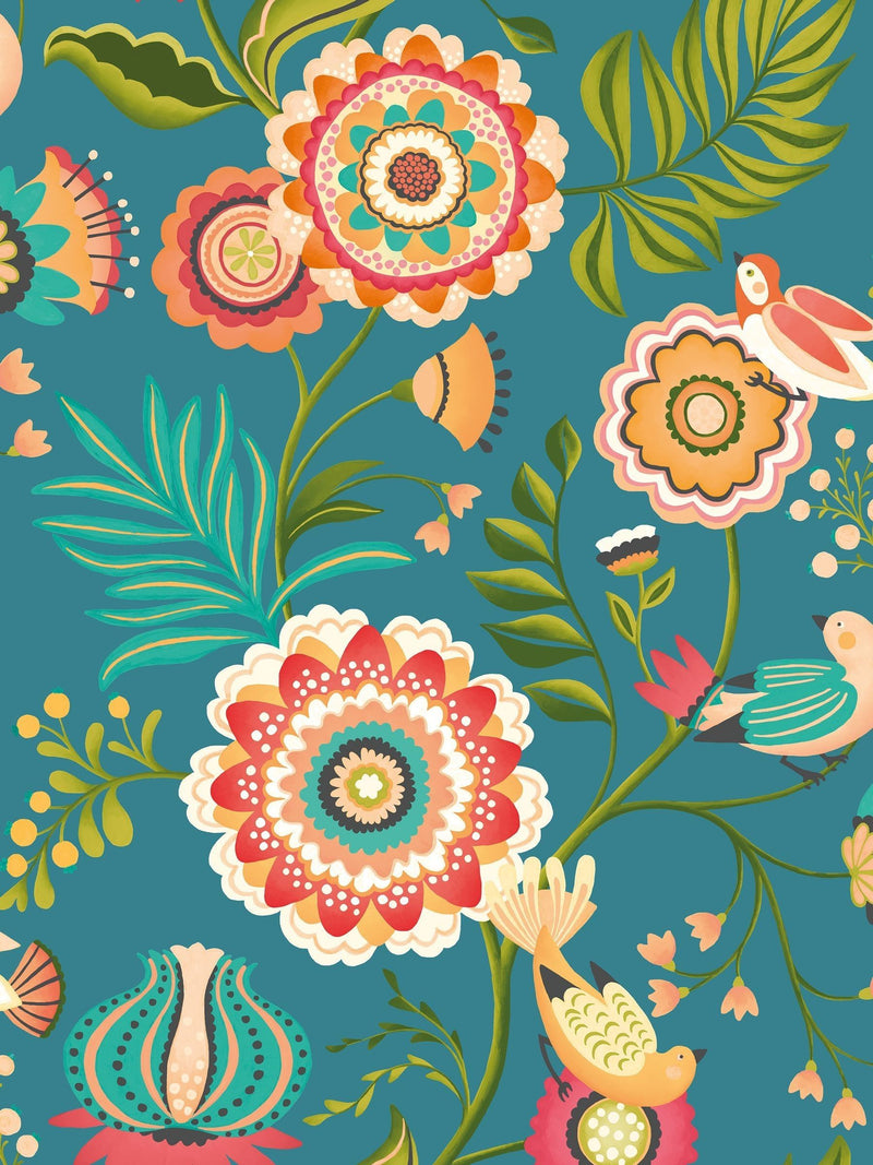 Ohpopsi Peacock Ichika Trail wallpaper sample A4 (British brand)