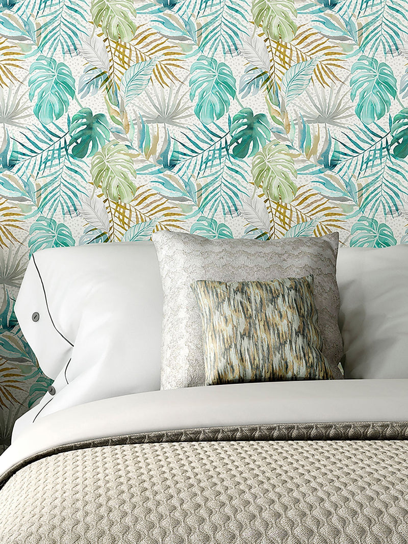 Ohpopsi Turquoise Tropica wallpaper 10m - British product