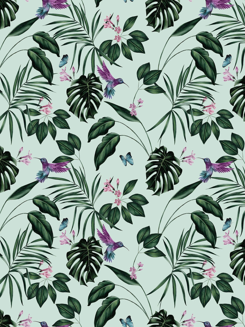 Ohpopsi duck egg hummingbird wallpaper 10m, UK version