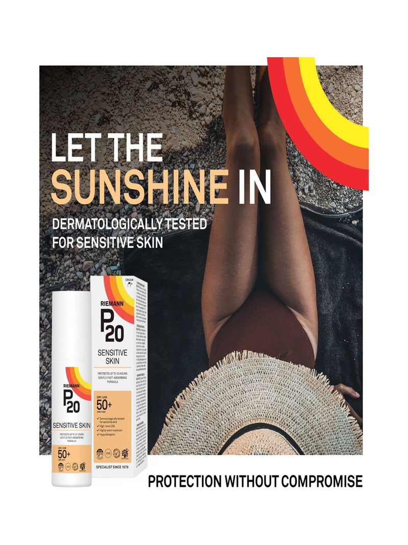 P20 sensitive skin suncream SPF50+ 100ml - British product