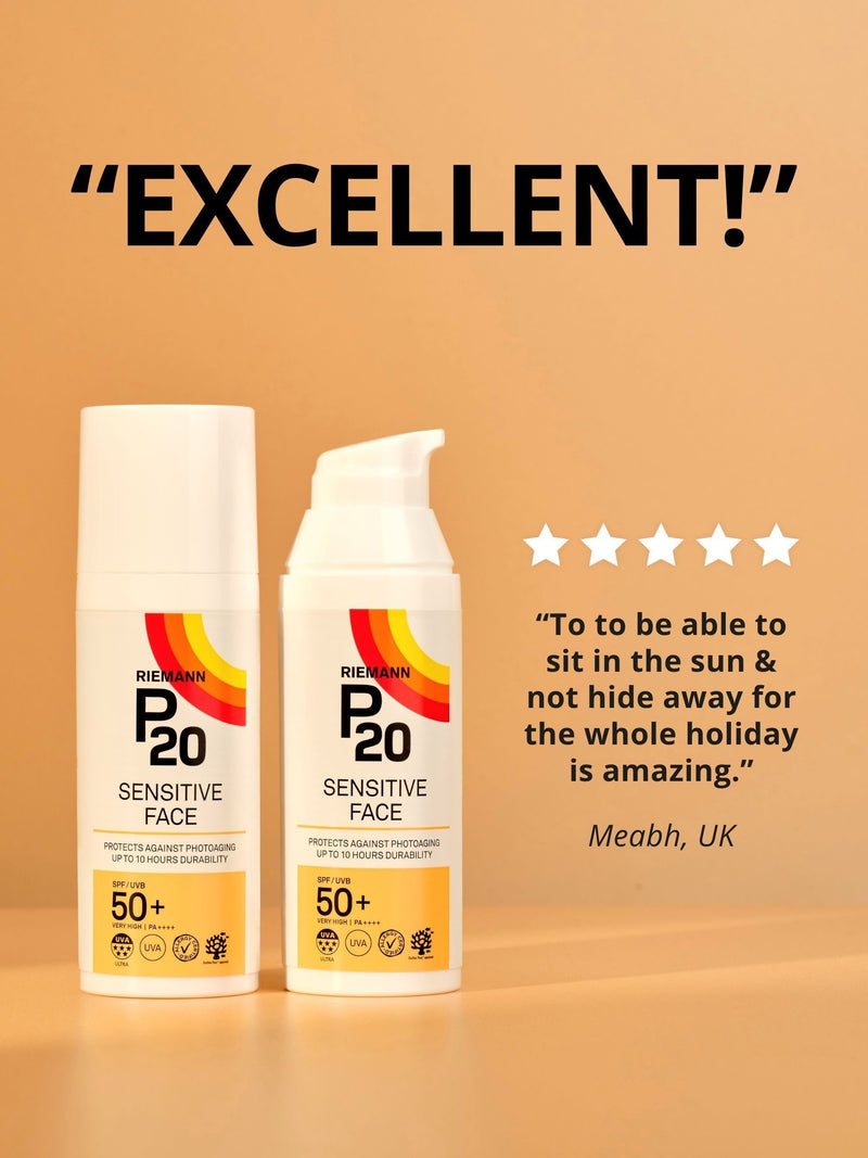 Riemann P20 Sensitive Skin SPF 50+ sun cream, imported from the UK