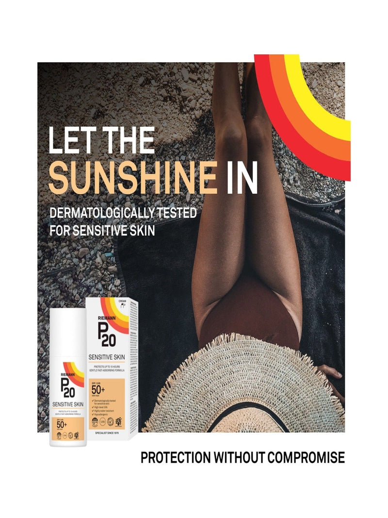 Riemann P20 Sensitive Skin SPF 50+ sun cream, imported from the UK