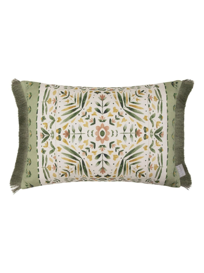 Voyage Maison printed fringe cushion Sage Kari 40x60cm (British brand)