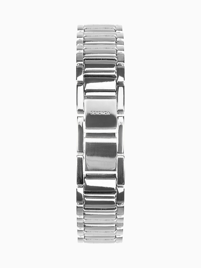 Analogue Watch with White Dial and Roman Numerals, Gold-Plated Alloy Bracelet, Rectangular Case, 21mm