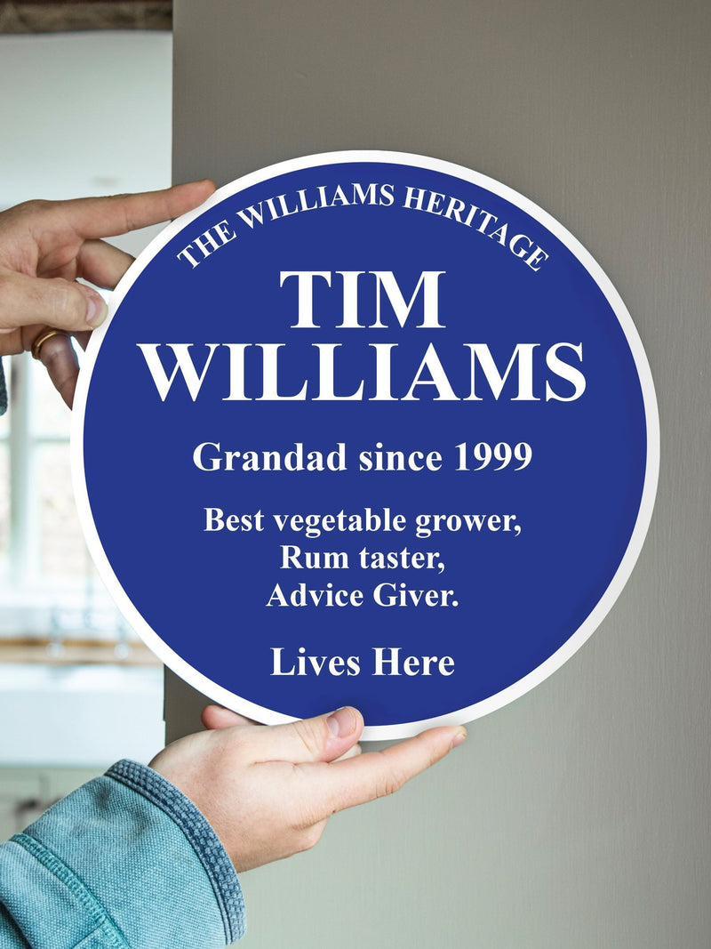 Jonnys Sister personalised blue heritage plaque 30cm, UK version
