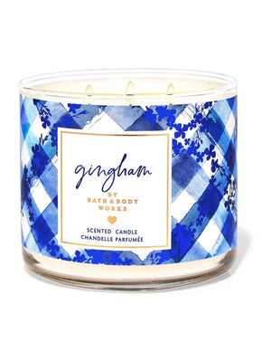 Bath & Body Works Gingham 3 Wick Scented Candle Fresh Tea Lemon & Herbs 411g