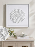White 3D flowers framed wall art 60cm x 60cm (British brand)