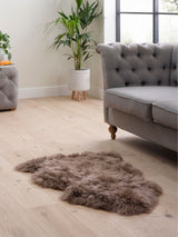 Next Hanlin Taupe Sheepskin Wool Rug- Buy online at McGrocer