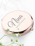 Treat Republic rose gold personalised compact mirror 7cm, imported from the UK