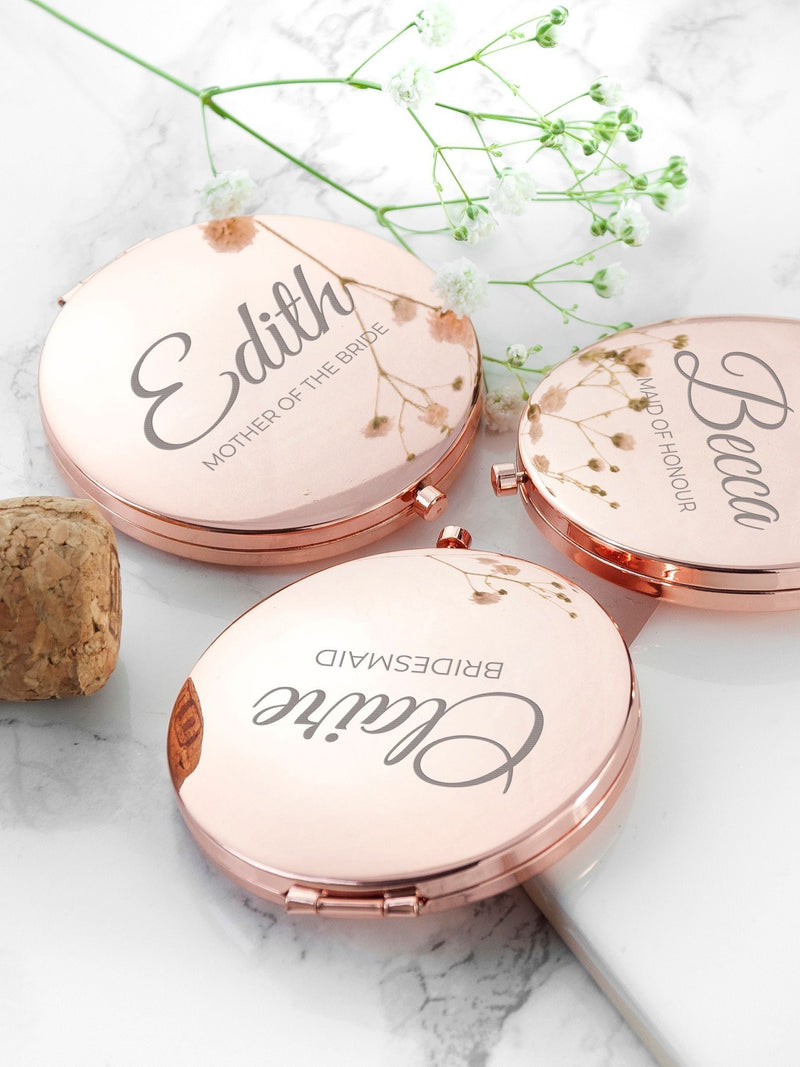 Treat Republic rose gold personalised compact mirror 7cm, imported from the UK