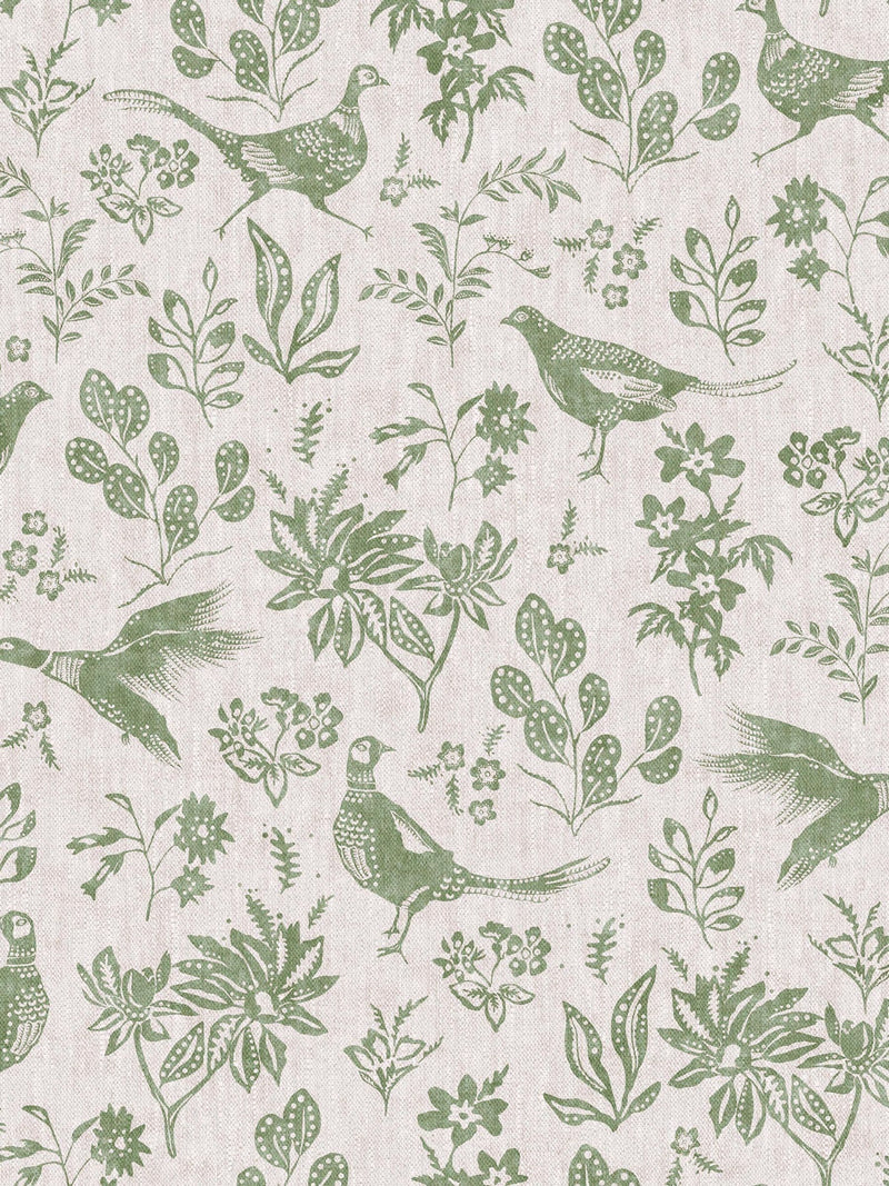 Joules green pheasant wallpaper sample A4, imported from the UK