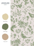 Joules green pheasant wallpaper sample A4, imported from the UK