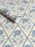Joules Juliette floral wallpaper sample A4 in cream and blue, UK version