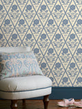 Joules Juliette floral wallpaper sample A4 in cream and blue, UK version