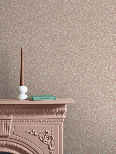 Next Joules Soft Pink Ditsy Floral Print Green Wallpaper Sample A4- Buy online at McGrocer