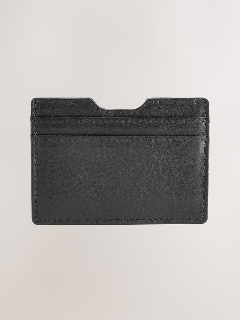 Black leather grainy card holder with RFID protection (British brand)