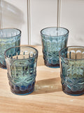 Dibor blue embossed tumbler glasses 4 Pack - British product