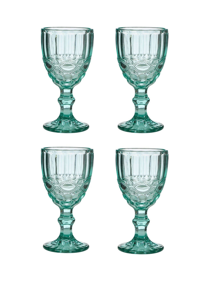Dibor Aurielle embossed wine glasses blue set of 4 - British product