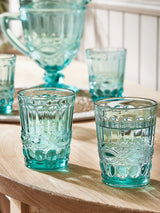 Next Dibor Blue Aurielle Embossed Tumbler Glasses 4 Pack- Buy online at McGrocer