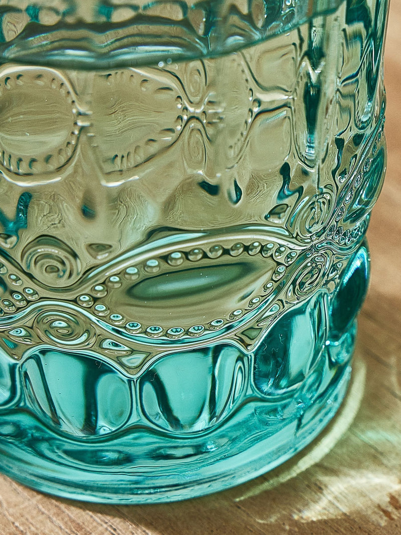 Dibor Blue Aurielle embossed tumbler glasses 4 pack - British product