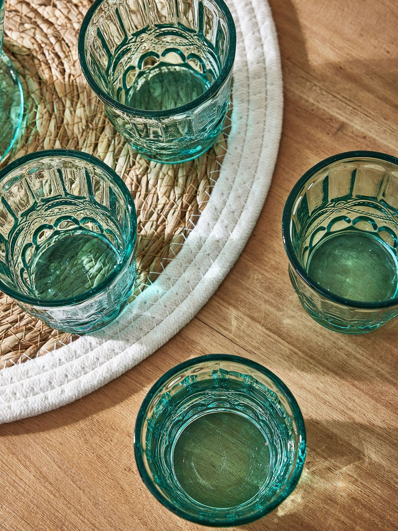 Dibor Blue Aurielle embossed tumbler glasses 4 pack - British product