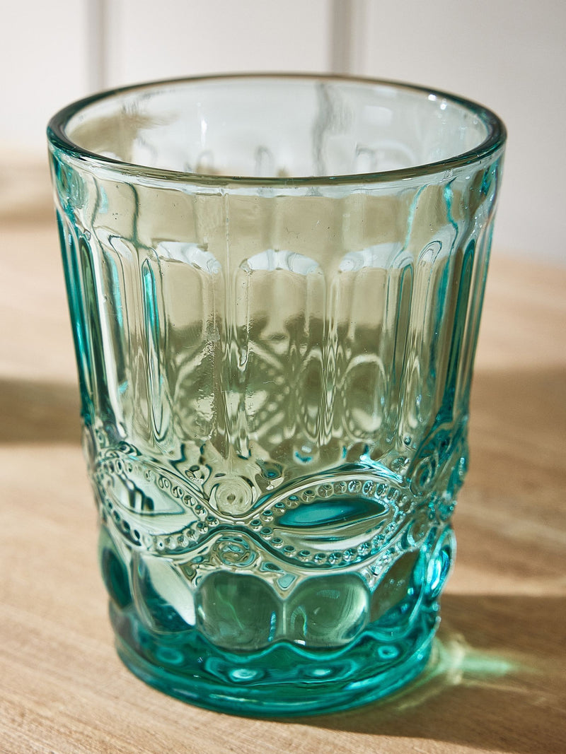 Dibor Blue Aurielle embossed tumbler glasses 4 pack - British product