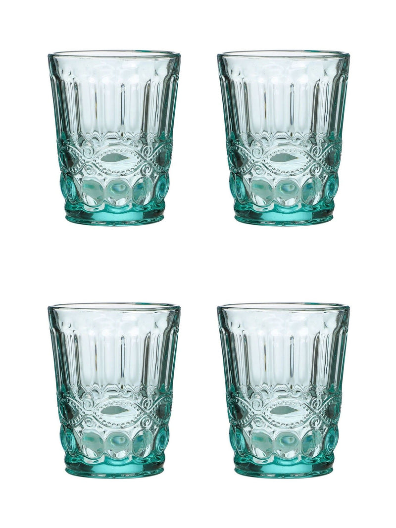 Dibor Blue Aurielle embossed tumbler glasses 4 pack - British product