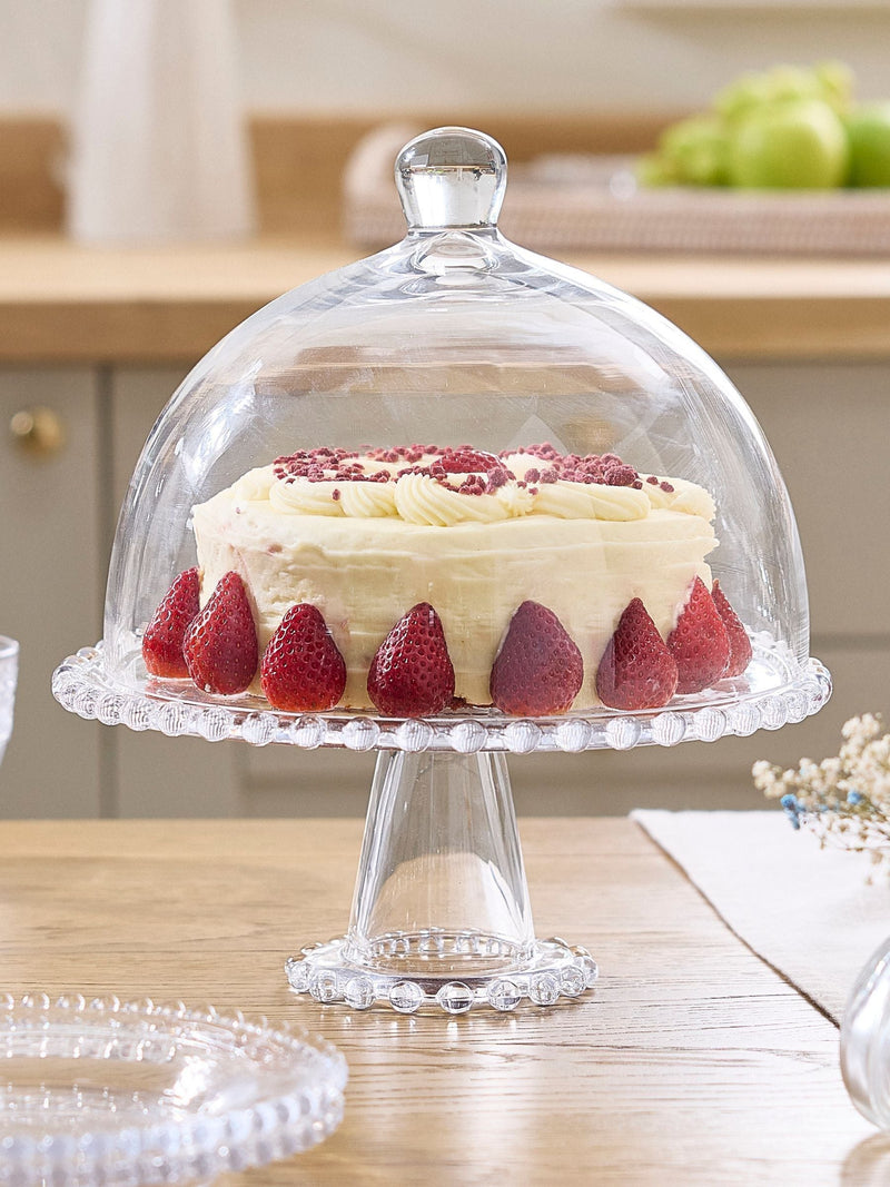Dibor Clear Bella Perle Glass Cake Stand and Dome