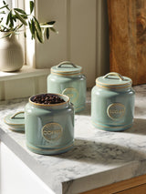 Sage Green Country Badge Tea Coffee Sugar Storage Jars Set of 3
