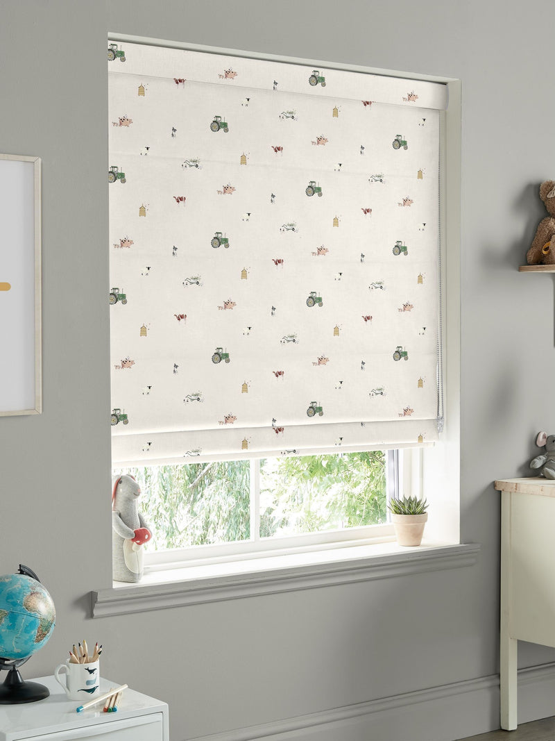 Sophie Allport roman blind On the Farm design (British brand)
