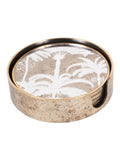 Libra Interiors antique gold palm tree coasters set of 4, UK version
