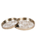 Libra Interiors antique gold palm tree trays set of 2, UK version