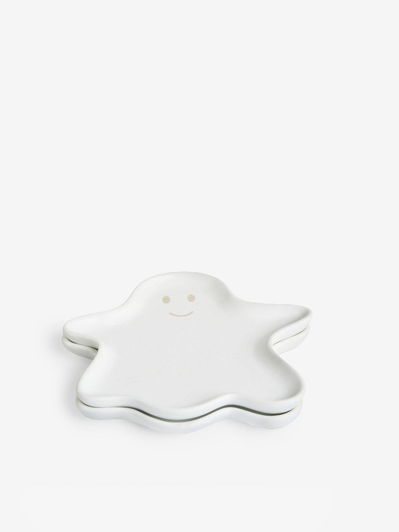 White Halloween ghost side plates set of 2, imported from the UK