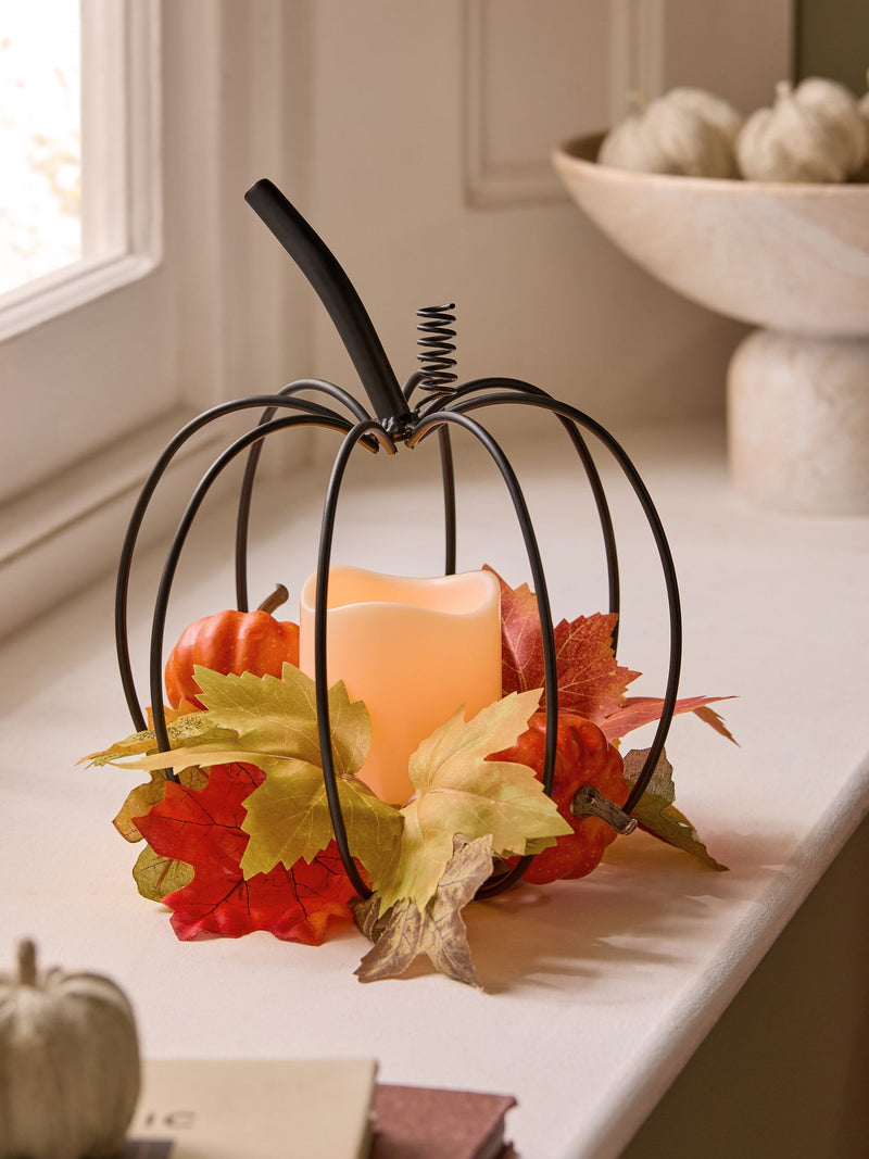 Black pumpkin LED candle holder - British product
