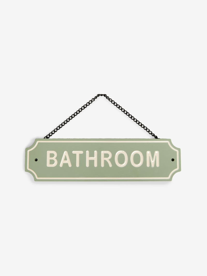 Green Sage reversible bathroom door sign with slogan, 11.5cm x 11cm, UK version